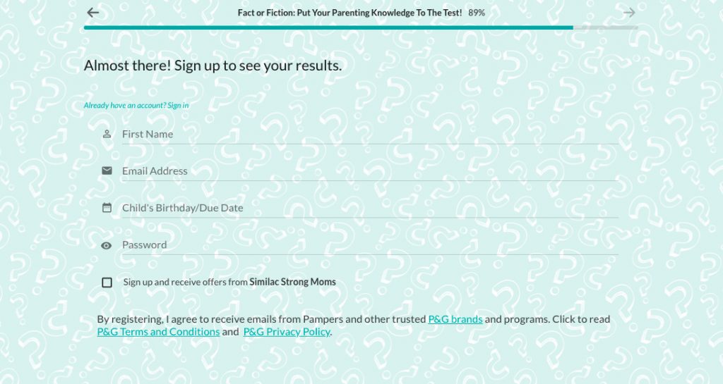 kvizi v trgovini z otroškimi zdelki